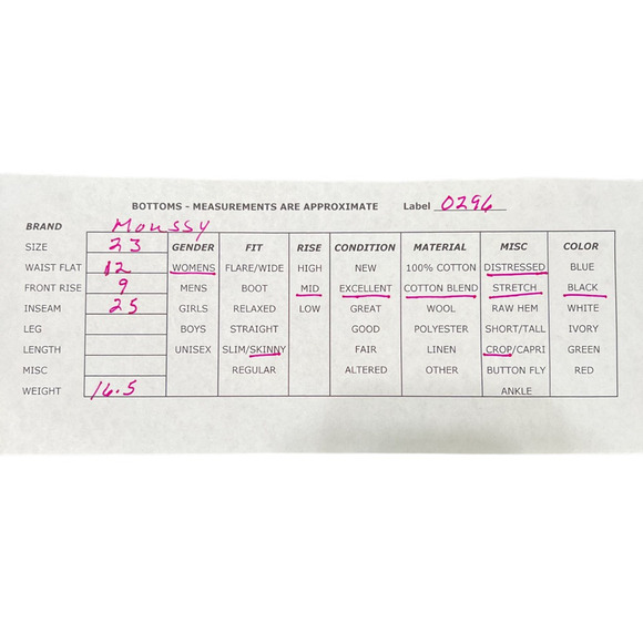 Moussy Vintage Belver Skinny Jeans Black Wash Denim Distressed Stretch Size 23 - Picture 12 of 12